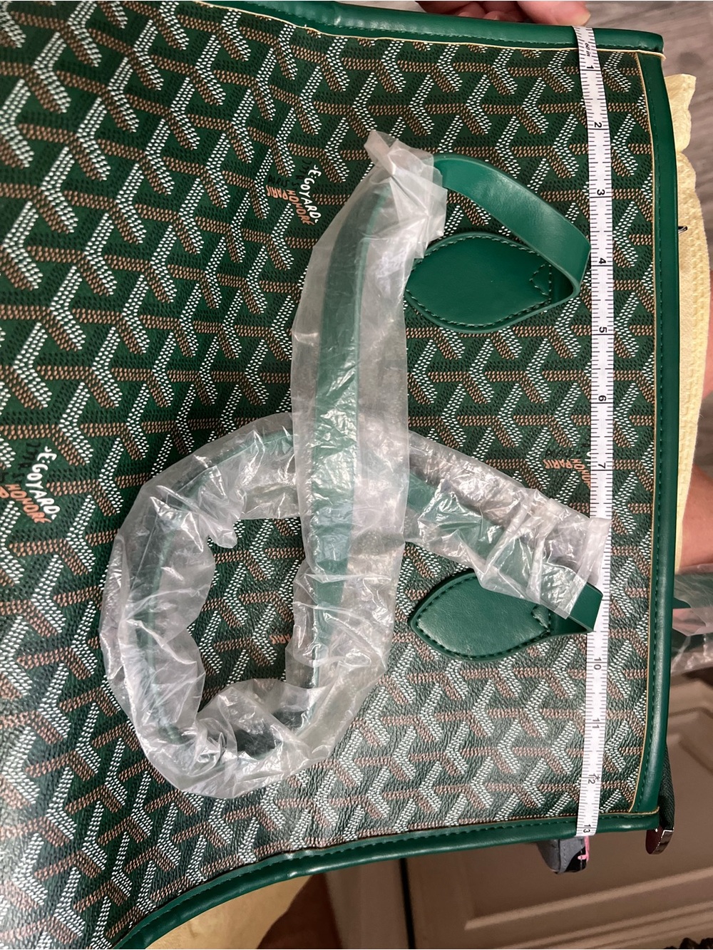 Forest Green Chevron Tote with Dark Green Trim Set - Picture 8 of 9